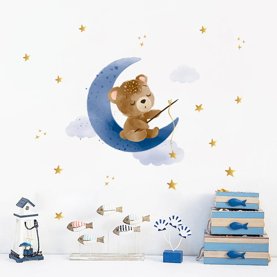 Wall Decal Nursery and Kids Bedroom -The Moon Animals