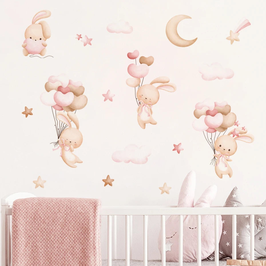 Wall Decal Nursery and Kids Bedroom - Bunny Balloon