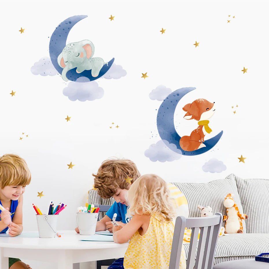 Wall Decal Nursery and Kids Bedroom -The Moon Animals