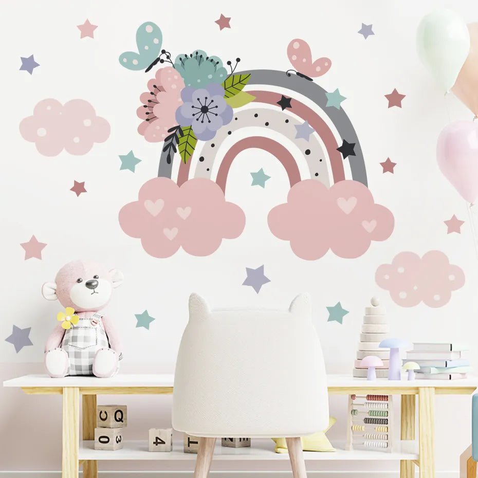 Wall Decal Nursery and Kids Bedroom - Rainbow flower