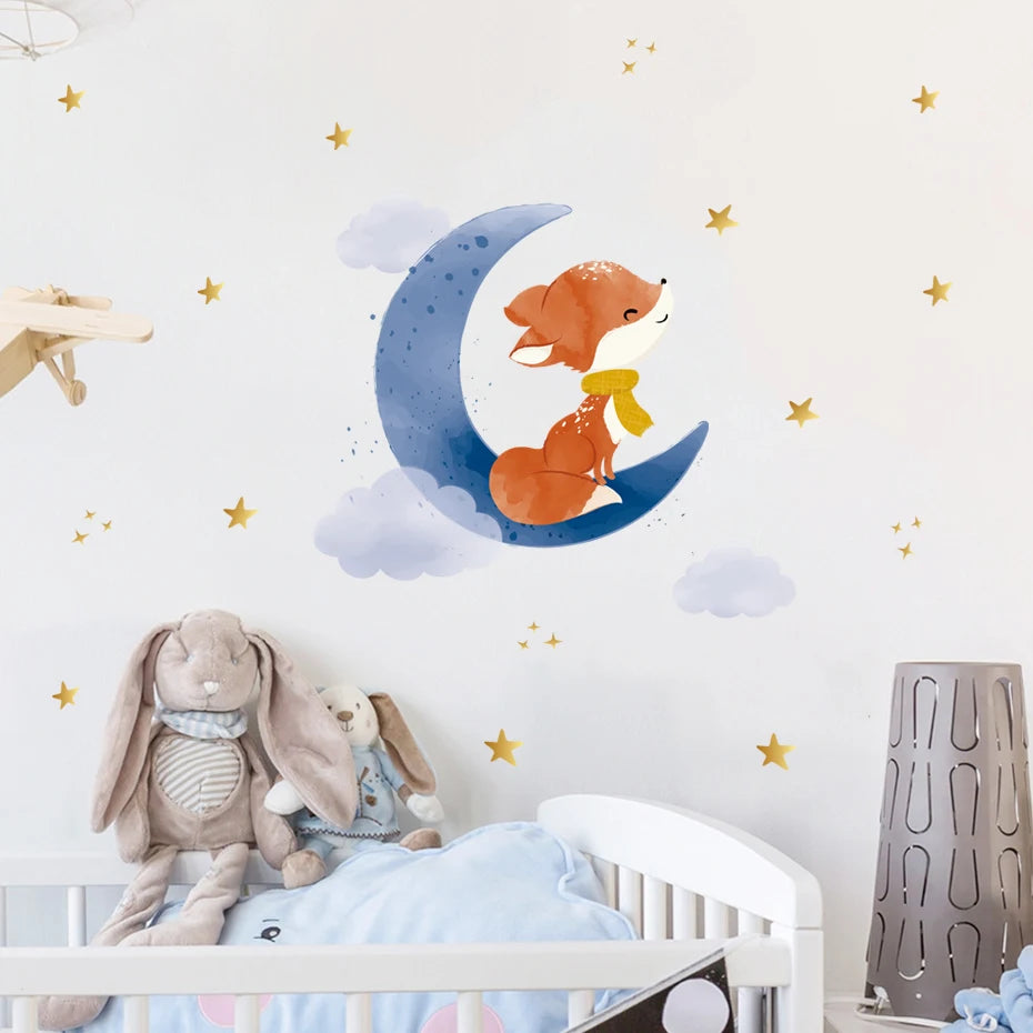 Wall Decal Nursery and Kids Bedroom -The Moon Animals