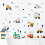 Wall decal nursery and kids room construction machine