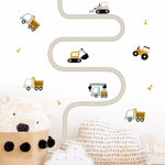 Wall decal nursery and kids room construction machine