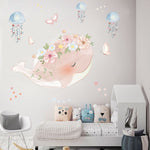 Wall Decal nursery and Kids Room- Pink Whale Wreath Jellyfish