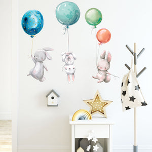 Wall Decal Nursery and Kids Room -  Bunny Balloon Colours