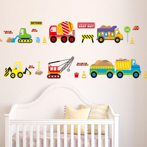 Wall decal Nursery and Kids Bedroom Decor -Colorful Construction Machines