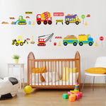 Wall decal Nursery and Kids Bedroom Decor -Colorful Construction Machines