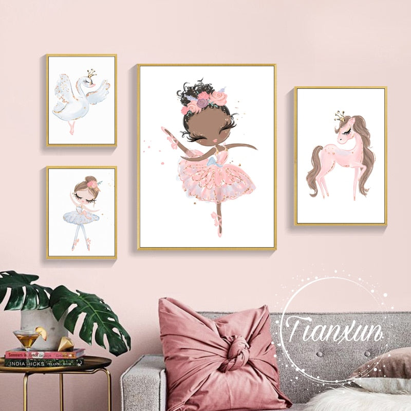 Wall Art Prints for Nursery and Kids Bedroom- Ballerinas