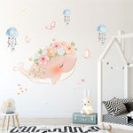 Wall Decal nursery and Kids Room- Pink Whale Wreath Jellyfish