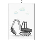 Wall Art Prints for Nursery and Kids Bedroom- Construction Machines 2