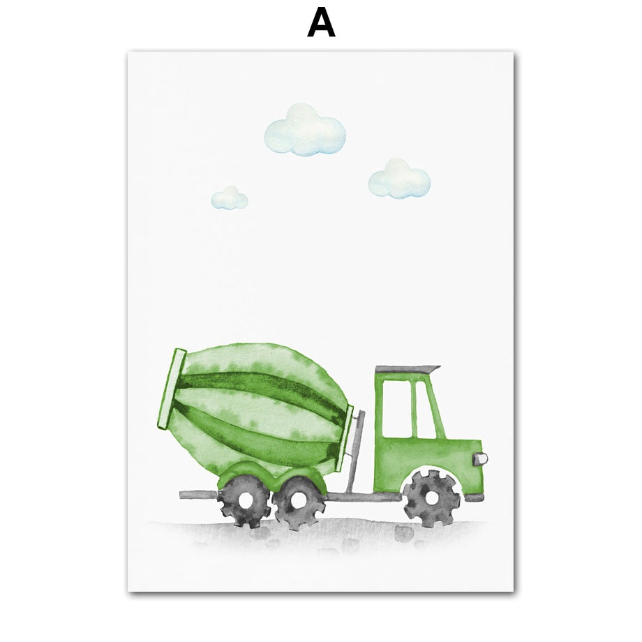 Wall Art Prints for Nursery and Kids Bedroom- Construction Machines 2