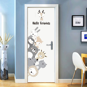 Wall Decal Nursery and Kids Room – Corner Cartoon Cute Animals