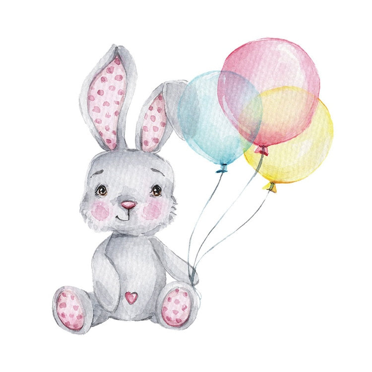 Wall Decal Nursery and Kids Bedroom Decor- Painted Bunny Balloon