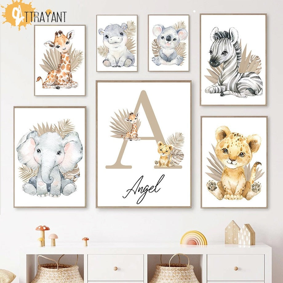 Wall Art Prints for Nursery and Kids Bedroom- Boho Animal Zoo