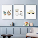 Wall Art Print for Nursery and Kids Bedroom- Boho Construction Machines