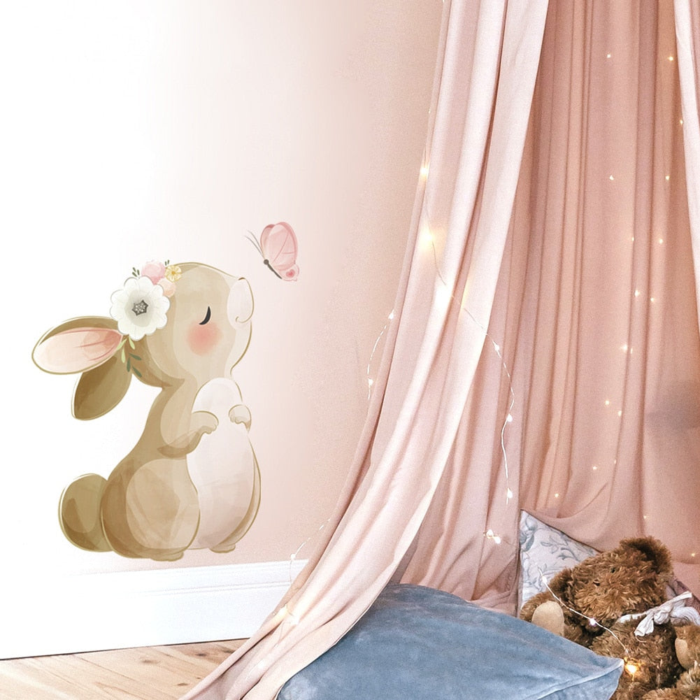 Wall Decal Nursery and Kids Room- Rabbit Butterfly 