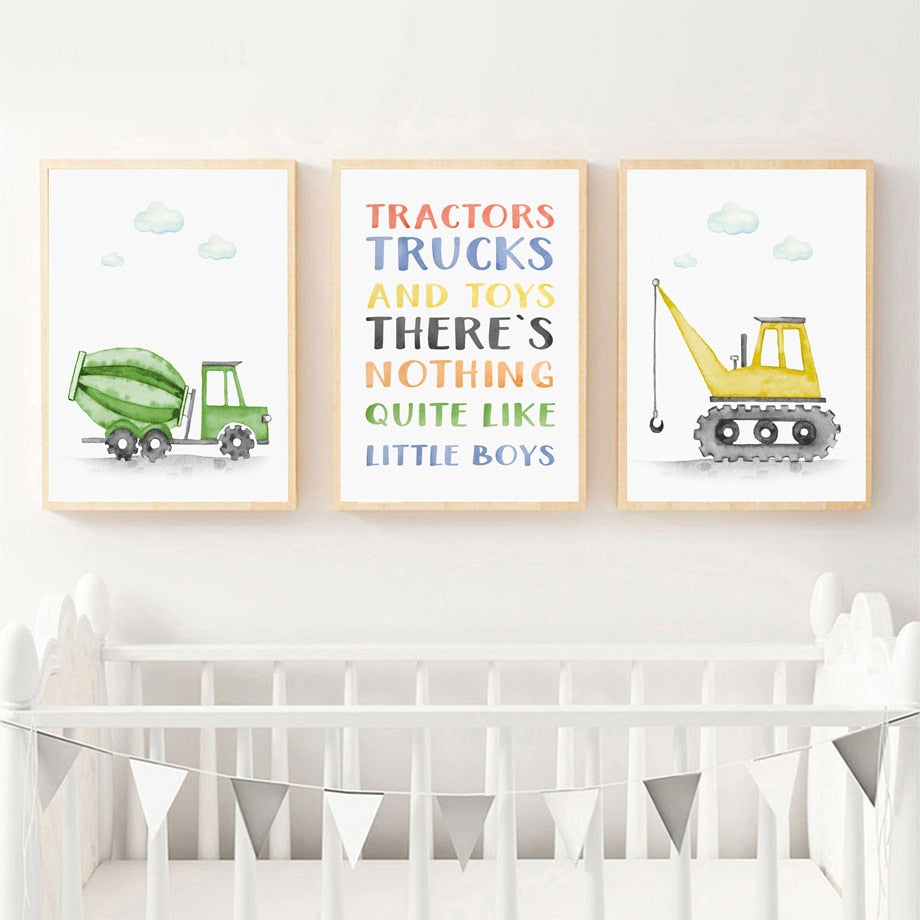 Wall Art Prints for Nursery and Kids Bedroom- Construction Machines 2