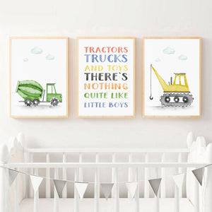 Wall Art Prints for Nursery and Kids Bedroom- Construction Machines 2