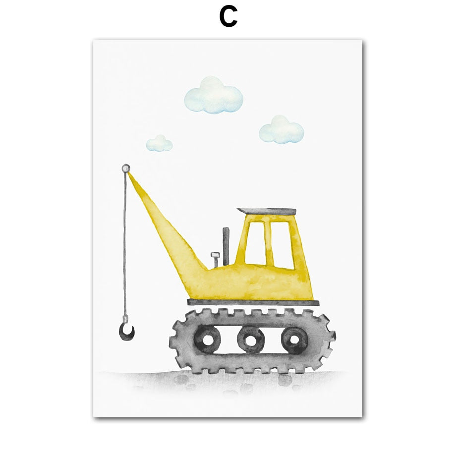 Wall Art Prints for Nursery and Kids Bedroom- Construction Machines 2