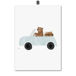 Wall Art Print for Nursery and Kids Bedroom- Boho Construction Machines