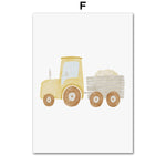 Wall Art Print for Nursery and Kids Bedroom- Boho Construction Machines