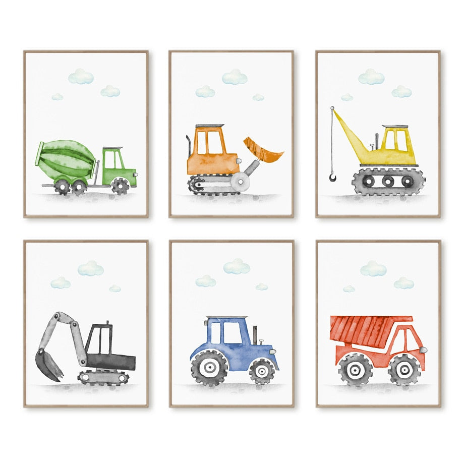 Wall Art Prints for Nursery and Kids Bedroom- Construction Machines 2