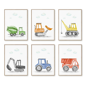 Wall Art Prints for Nursery and Kids Bedroom- Construction Machines 2