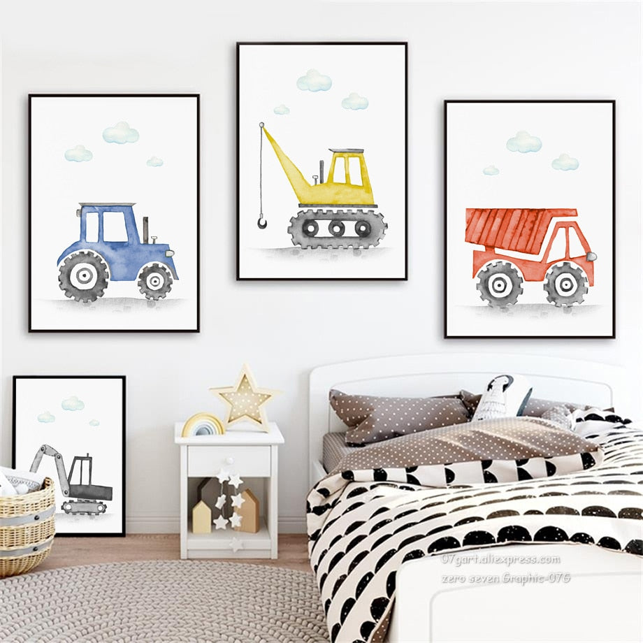 Wall Art Prints for Nursery and Kids Bedroom- Construction Machines 2