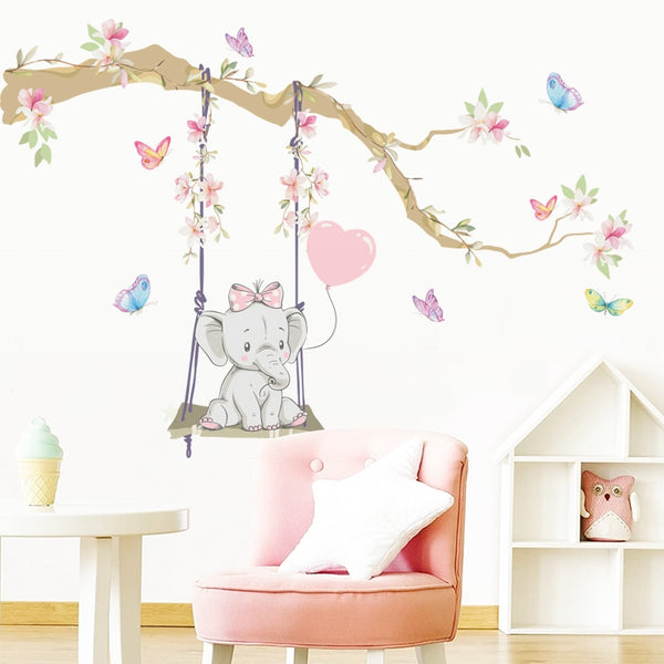 Large Rainbow Stickers Walls  Cartoon Elephant Wall Stickers