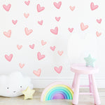 Wall Decal for Nursery and Kids Room- 60pcs Pink Heart