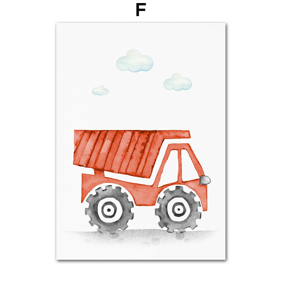 Wall Art Prints for Nursery and Kids Bedroom- Construction Machines 2