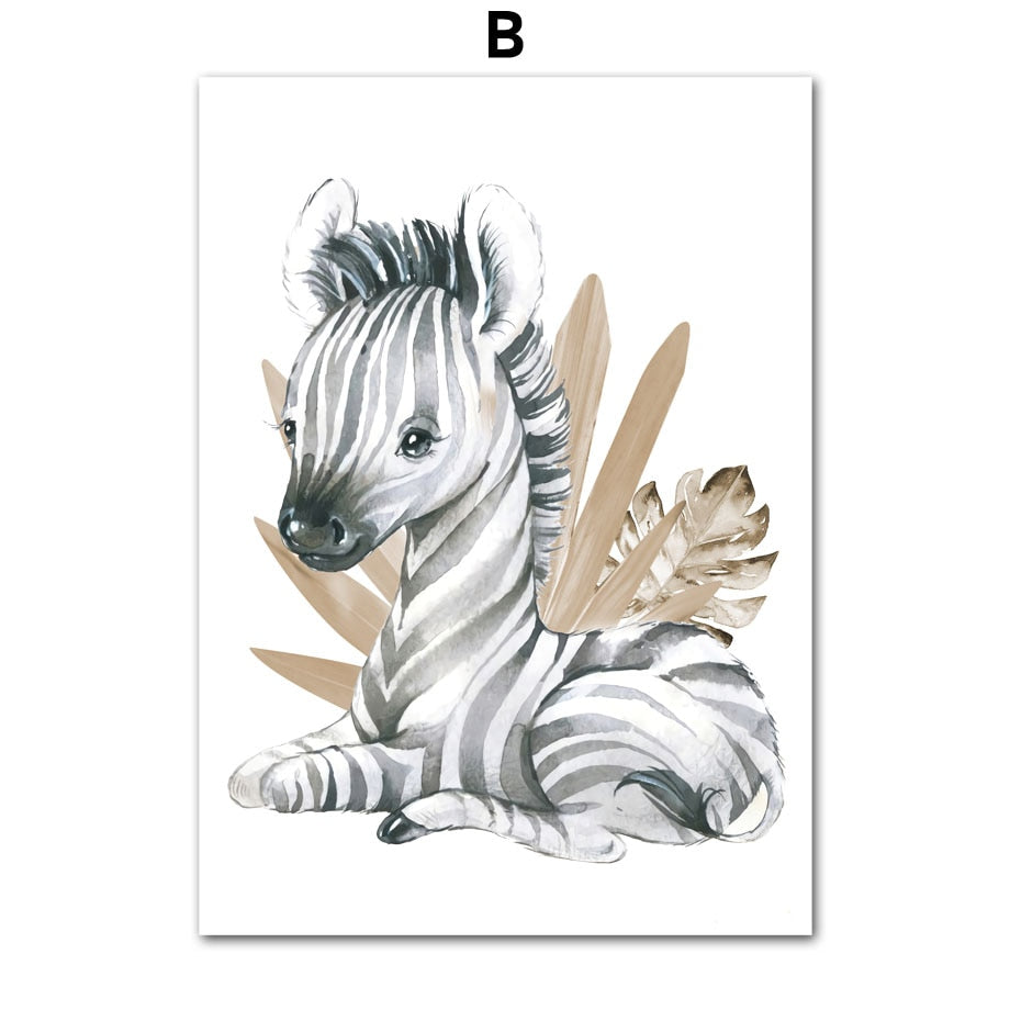 Wall Art Prints for Nursery and Kids Bedroom- Boho Animal Zoo