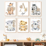 Wall Art Prints for Nursery and Kids Bedroom- Boho Animal Zoo