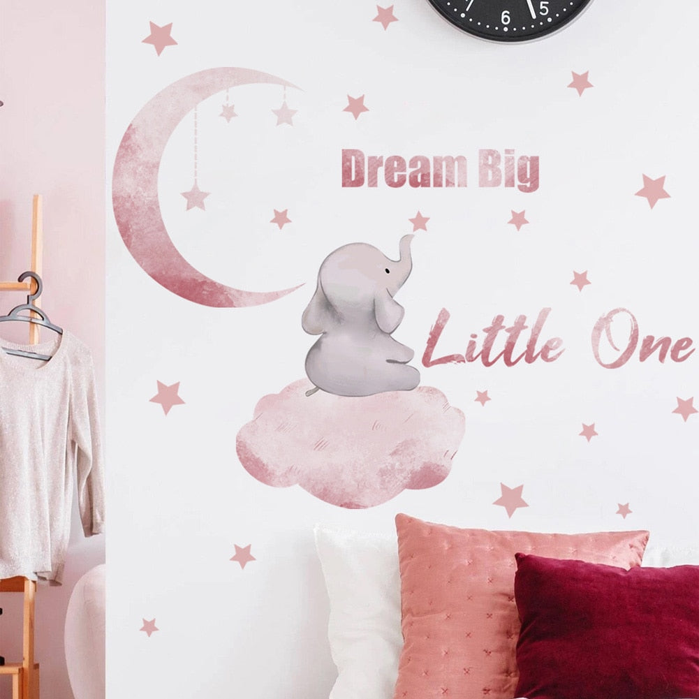 Wall Decal Kids and Nursery room- Pink Elephant